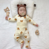 Ensemble pyjama bébé coton – imprimé ours, taille haute