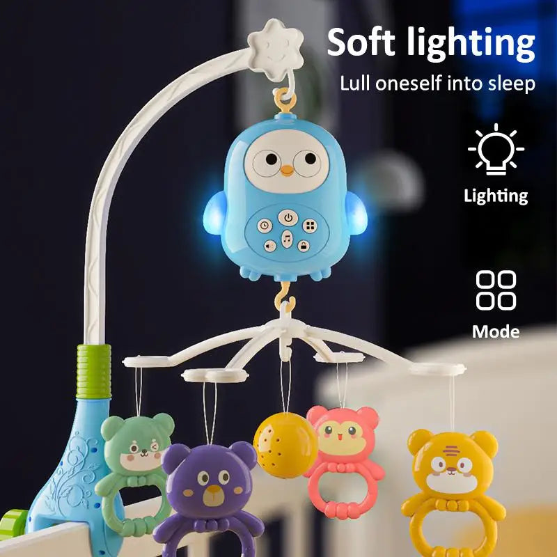 Mobile musical pour berceau de bébé avec projecteur, télécommande, veilleuse, jouet sensoriel suspendu pour nouveau-nés, poussette pour nourrissons