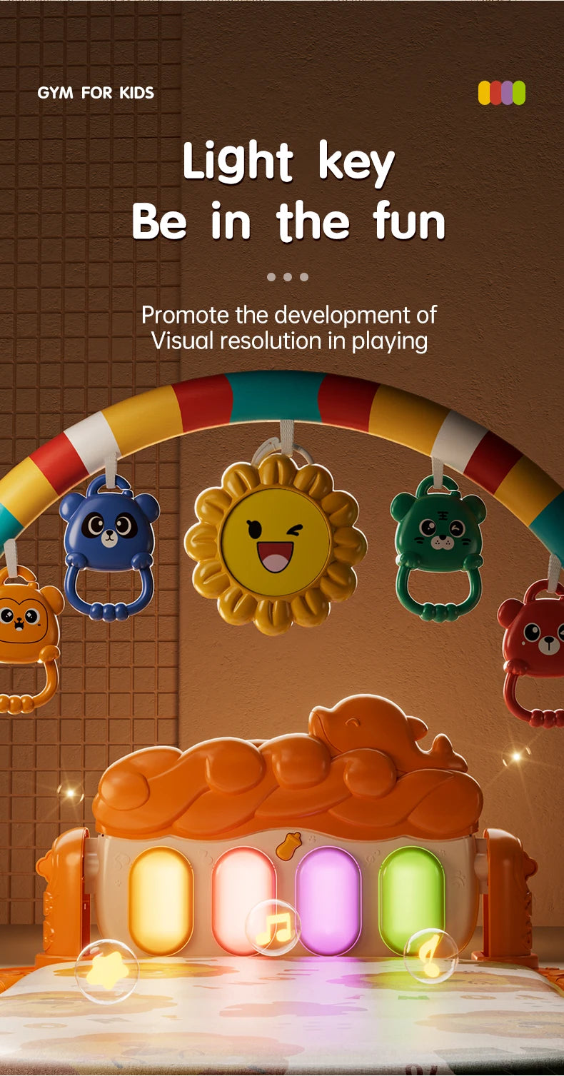 Tapis d'éveil musical et lumineux pour bébé, avec 5 jouets sensoriels détachables, tapis piano à pédales, tapis de jeu pour le temps sur le ventre, montage facile