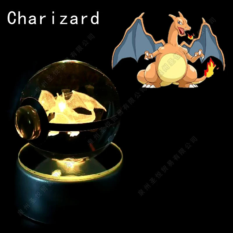 Boule de Cristal Pokémon 3D — Veilleuse LED Pokéball Lumineuse