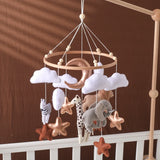 Mobile musical pour lit de bébé en bois, hochets en feutre doux, animaux de dessin animé, boîte à musique pour nouveau-né, jouet suspendu, support de lit, cadeaux pour bébé