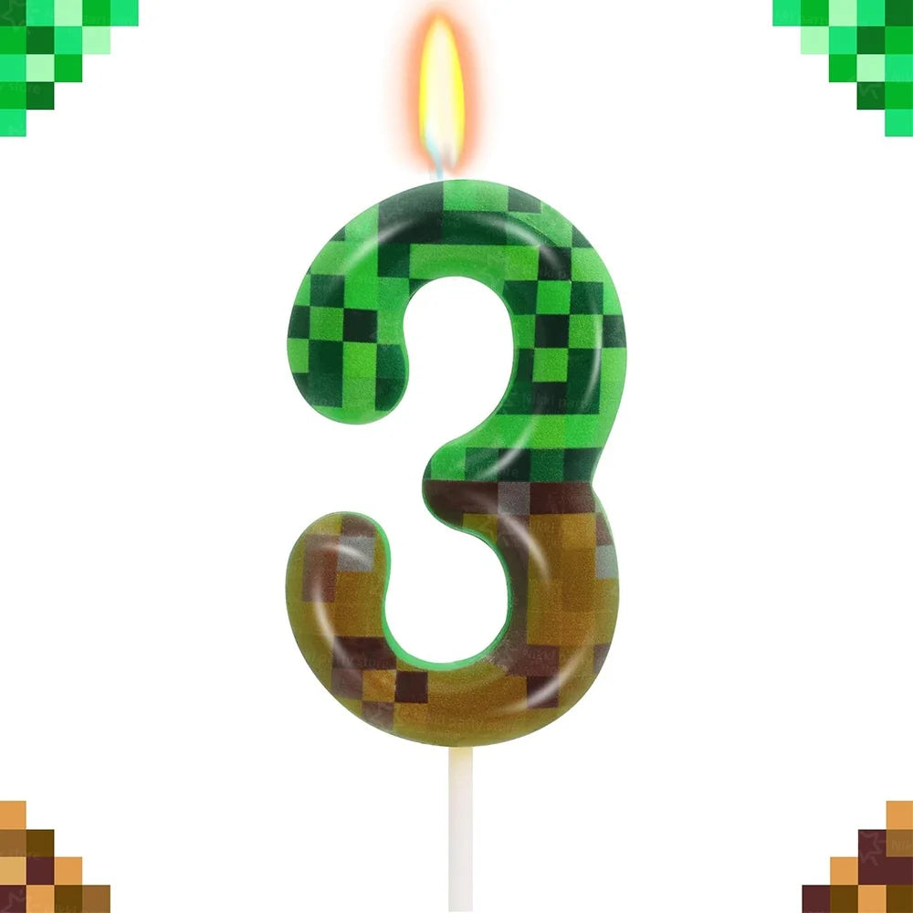 Bougies d'anniversaire Minecraft – déco gâteau pixel