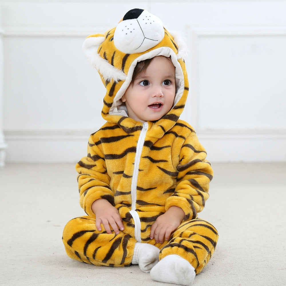 Tutina da Neonato con Cappuccio e Adorabili Motivi Animali