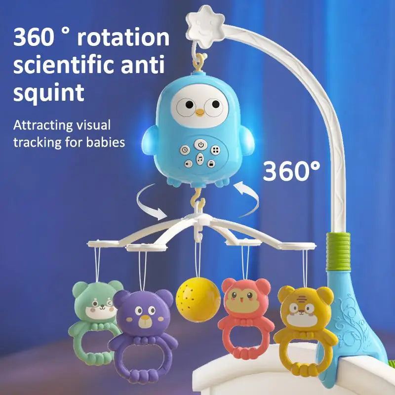 Mobile musical pour berceau de bébé avec projecteur, télécommande, veilleuse, jouet sensoriel suspendu pour nouveau-nés, poussette pour nourrissons