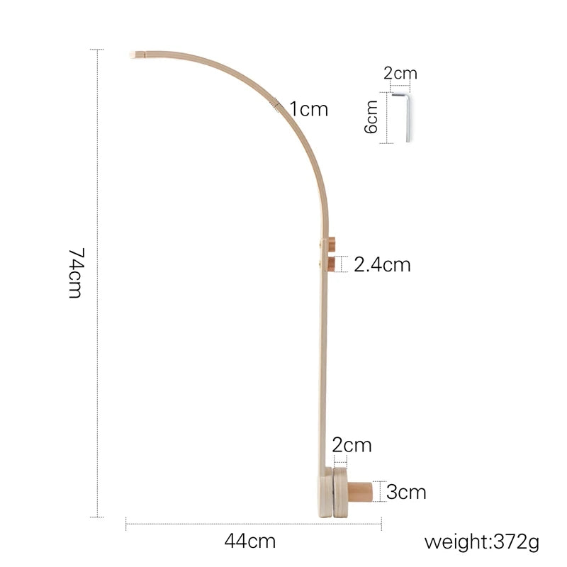 Cloche de lit en bois pour bébé, support courbé, hochets suspendus mobiles, jouets pour nouveau-né, support de boîte à musique, jouet de berceau pour bébé, support de bras, cadeaux
