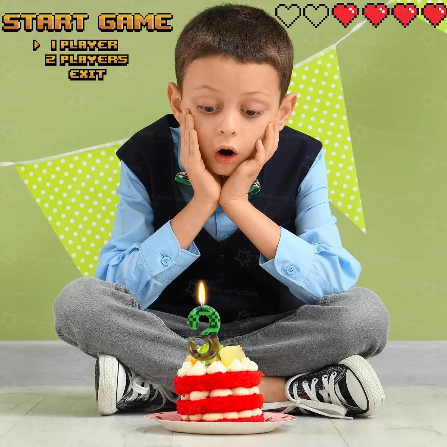 Bougies d'anniversaire Minecraft – déco gâteau pixel