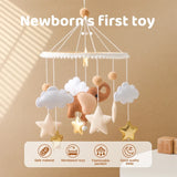 Mobile musical pour lit de bébé en bois, hochets en feutre doux, animaux de dessin animé, boîte à musique pour nouveau-né, jouet suspendu, support de lit, cadeaux pour bébé