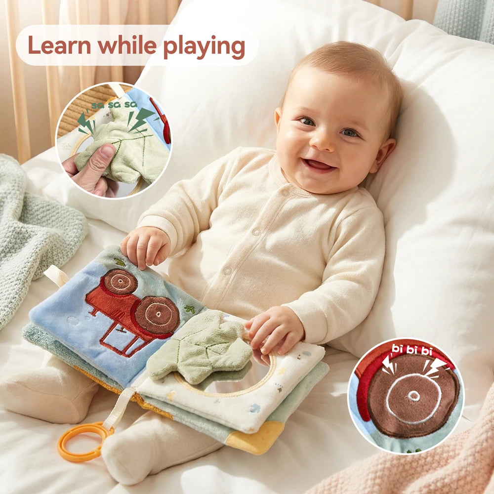 Jouet sensoriel doux pour bébé : livre en tissu, boîte à mouchoirs, couverture de sécurité, cube en peluche, sons froissés, miroir, développement de la motricité fine – 9 styles de jouets