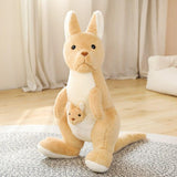 Mamma canguro di peluche con il suo cucciolo