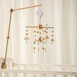 Mobile musical pour lit de bébé en bois, hochets en feutre doux, animaux de dessin animé, boîte à musique pour nouveau-né, jouet suspendu, support de lit, cadeaux pour bébé