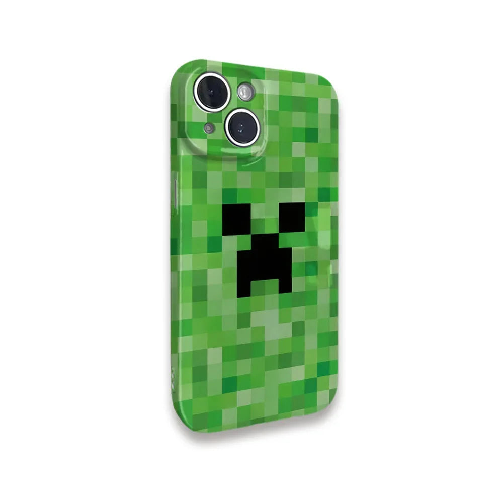 Coque iPhone Creeper – monstre pixel vert Minecraft