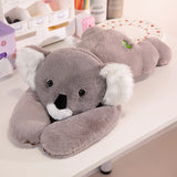 Coussin peluche à longs bras (60-65 cm) – koala, panda, paresseux, dinosaure et plus
