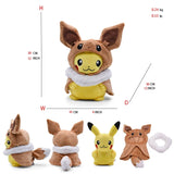 Peluche Pokémon Pikachu en cosplay (20-30 cm) – Évoli, Rayquaza, Dracaufeu
