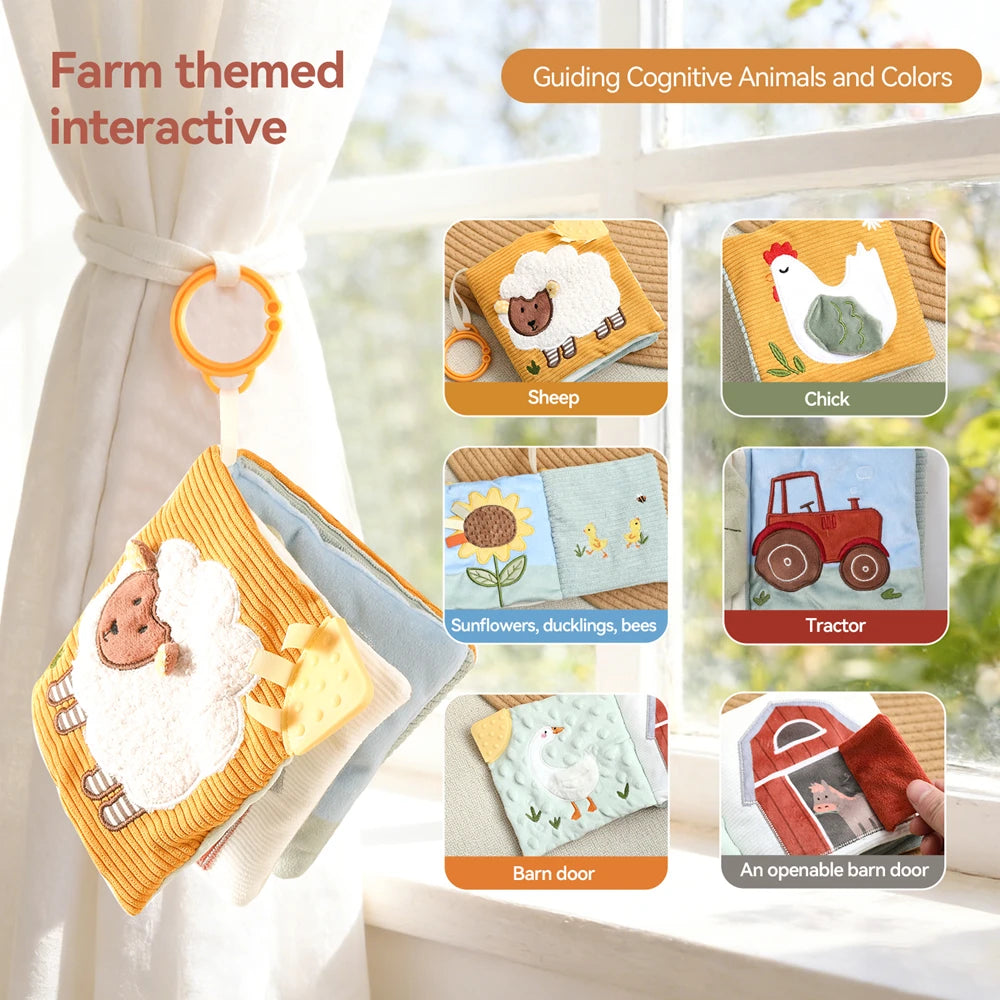 Jouet sensoriel doux pour bébé : livre en tissu, boîte à mouchoirs, couverture de sécurité, cube en peluche, sons froissés, miroir, développement de la motricité fine – 9 styles de jouets