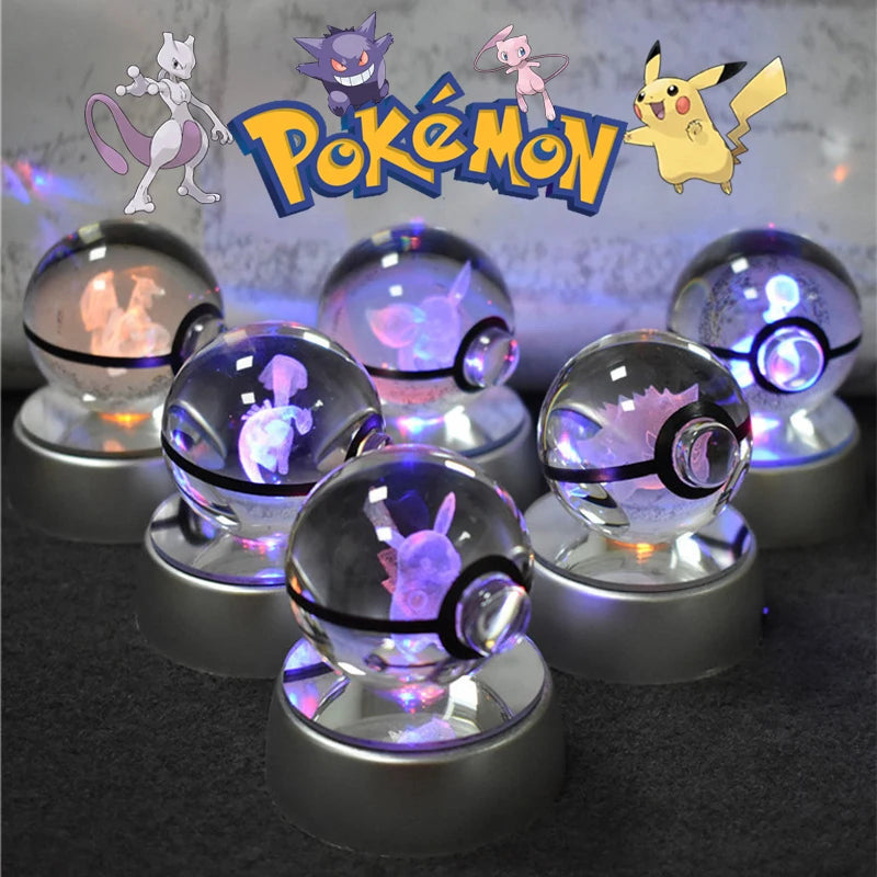 Boule de Cristal Pokémon 3D — Veilleuse LED Pokéball Lumineuse