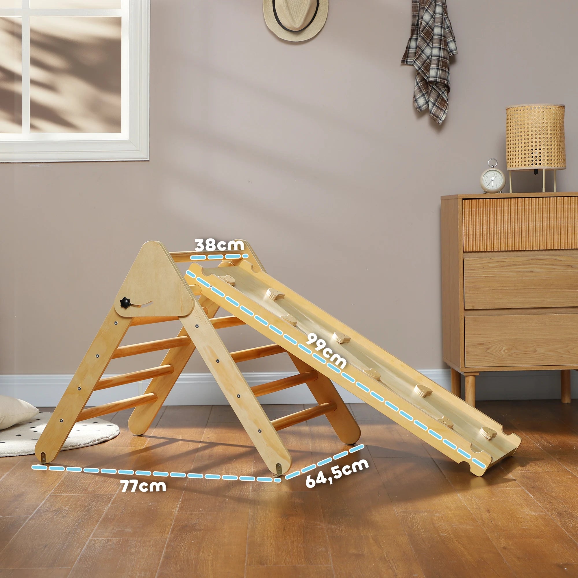 LittleClimb Wooden Baby Climbing Triangle with Slide - 2-in-1 Indoor Montessori Play Set