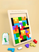 Tangram en bois Montessori – puzzle coloré éducatif
