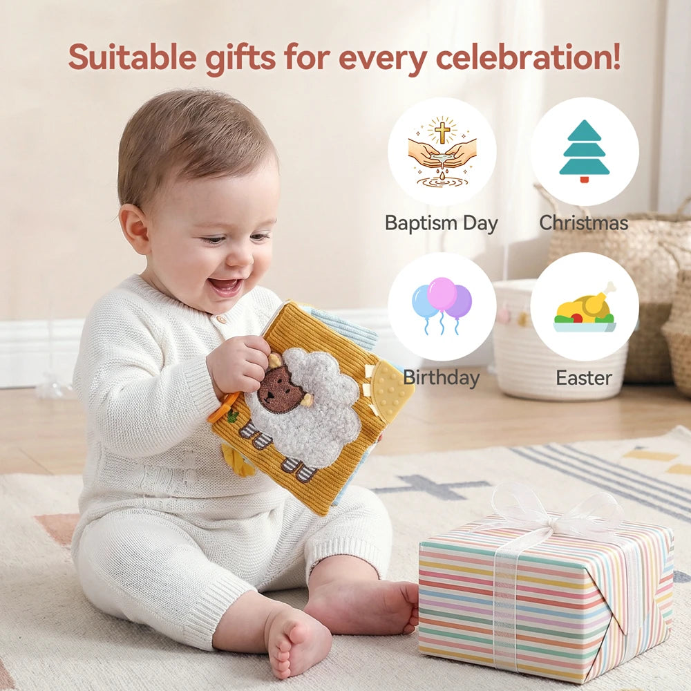 Jouet sensoriel doux pour bébé : livre en tissu, boîte à mouchoirs, couverture de sécurité, cube en peluche, sons froissés, miroir, développement de la motricité fine – 9 styles de jouets