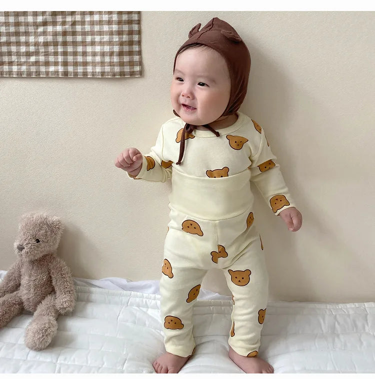 Pyjama bébé en coton – imprimé ours, protège-ventre