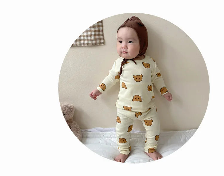 Pyjama bébé en coton – imprimé ours, protège-ventre