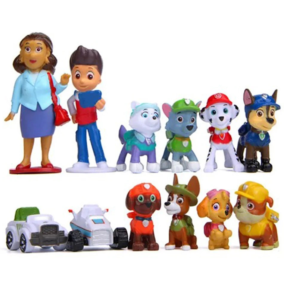 Figurines Pat' Patrouille – lot de 12 en PVC (4 à 7 cm) pour enfants
