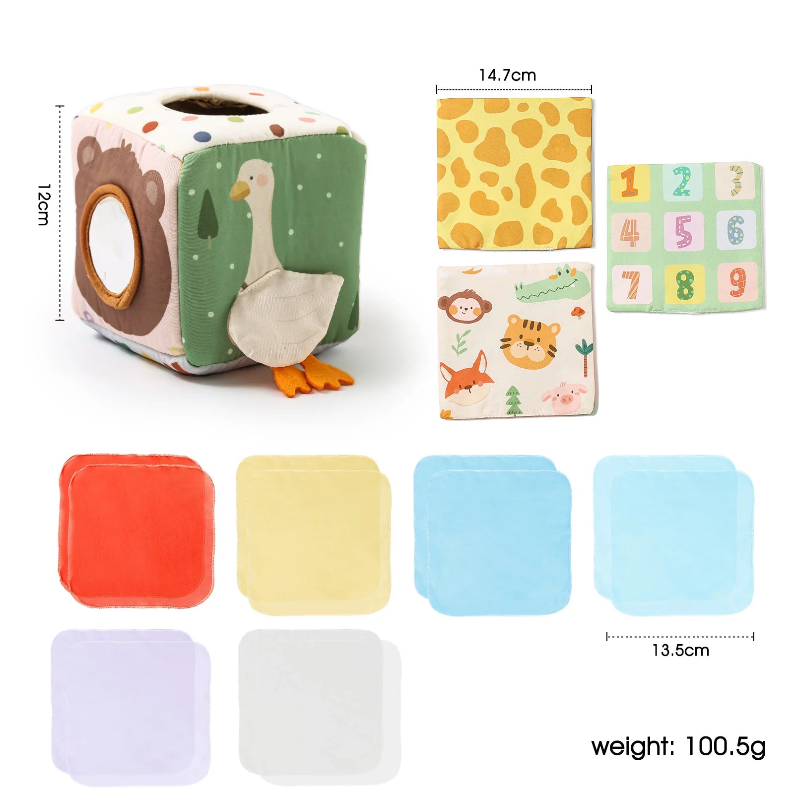 Jouet sensoriel doux pour bébé : livre en tissu, boîte à mouchoirs, couverture de sécurité, cube en peluche, sons froissés, miroir, développement de la motricité fine – 9 styles de jouets