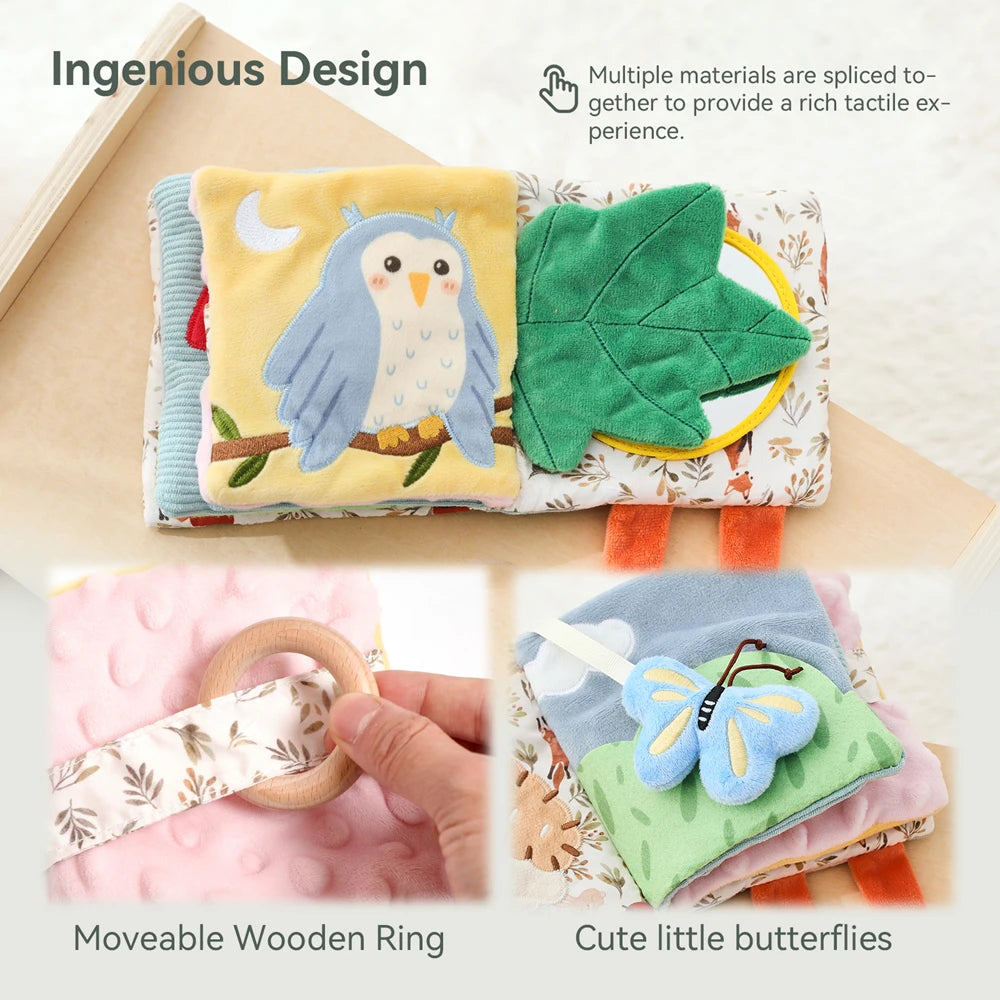 Jouet sensoriel doux pour bébé : livre en tissu, boîte à mouchoirs, couverture de sécurité, cube en peluche, sons froissés, miroir, développement de la motricité fine – 9 styles de jouets