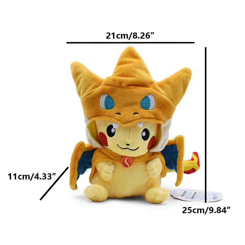 Peluche Pokémon Pikachu en cosplay (20-30 cm) – Évoli, Rayquaza, Dracaufeu