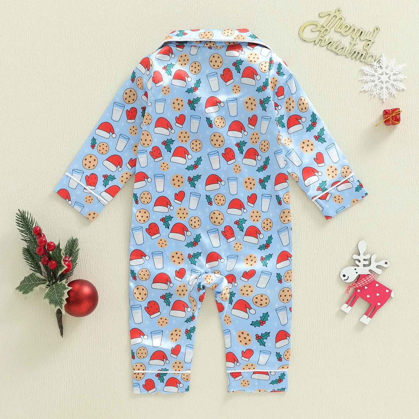 Pyjama bébé sans pieds – imprimé bonnet de Noël