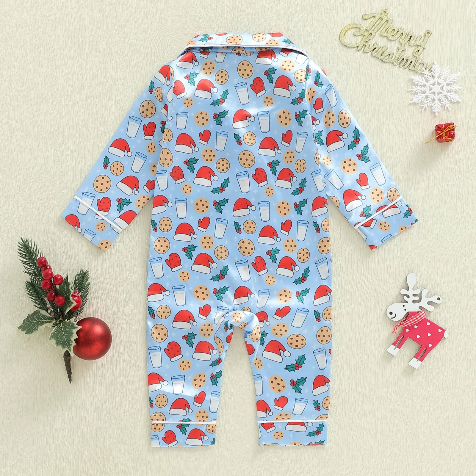 Pyjama bébé sans pieds – imprimé bonnet de Noël
