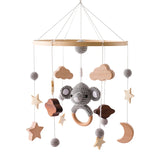 Mobile musical pour lit de bébé en bois, hochets en feutre doux, animaux de dessin animé, boîte à musique pour nouveau-né, jouet suspendu, support de lit, cadeaux pour bébé