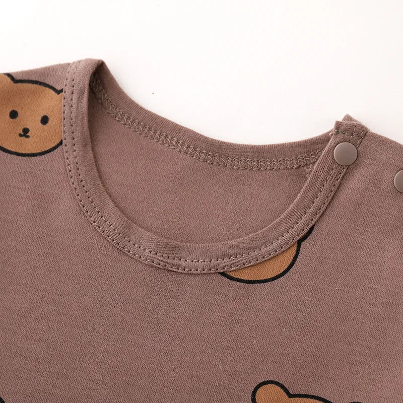 Ensemble pyjama bébé coton – imprimé ours, taille haute