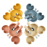 Assiette Ventouse avec Compartiments et Couverts - P'tit Crabe