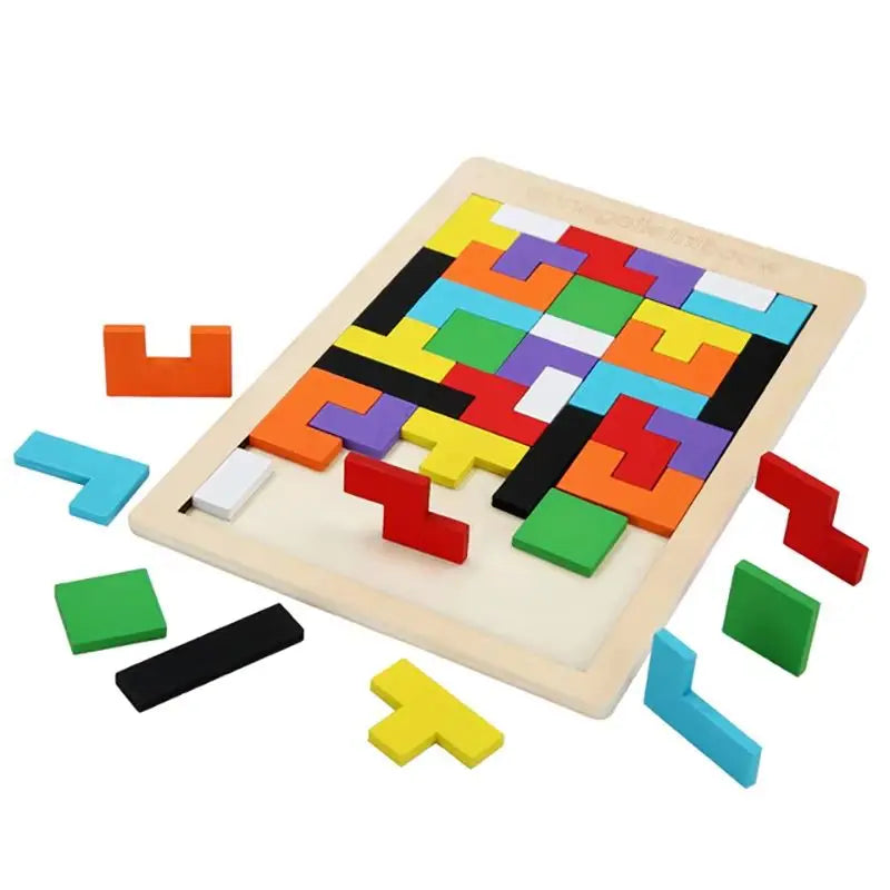 Tangram en bois Montessori – puzzle coloré éducatif