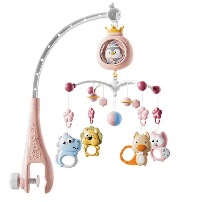 Mobile musical pour berceau de bébé avec projecteur, télécommande, veilleuse, jouet sensoriel suspendu pour nouveau-nés, poussette pour nourrissons