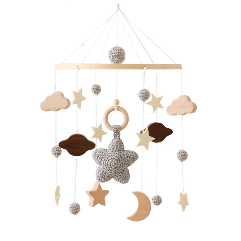 Mobile musical pour lit de bébé en bois, hochets en feutre doux, animaux de dessin animé, boîte à musique pour nouveau-né, jouet suspendu, support de lit, cadeaux pour bébé