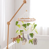 Hochet Mobile pour berceau de bébé de 0 à 12 mois, jouet en feutre de dessin animé, cloche de lit d'animal de forêt, support en bois suspendu, jouet Mobile pour nouveau-né