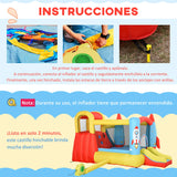Outsunny 4-in-1 Inflatable Bouncer with Trampoline, Pool, Climbing Wall, and 2 Slides