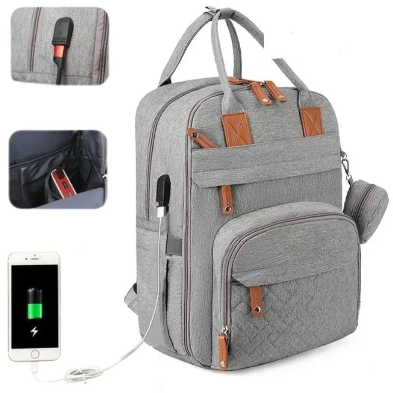 Sac à dos à langer bébé grande capacité USB - Porto Rico™