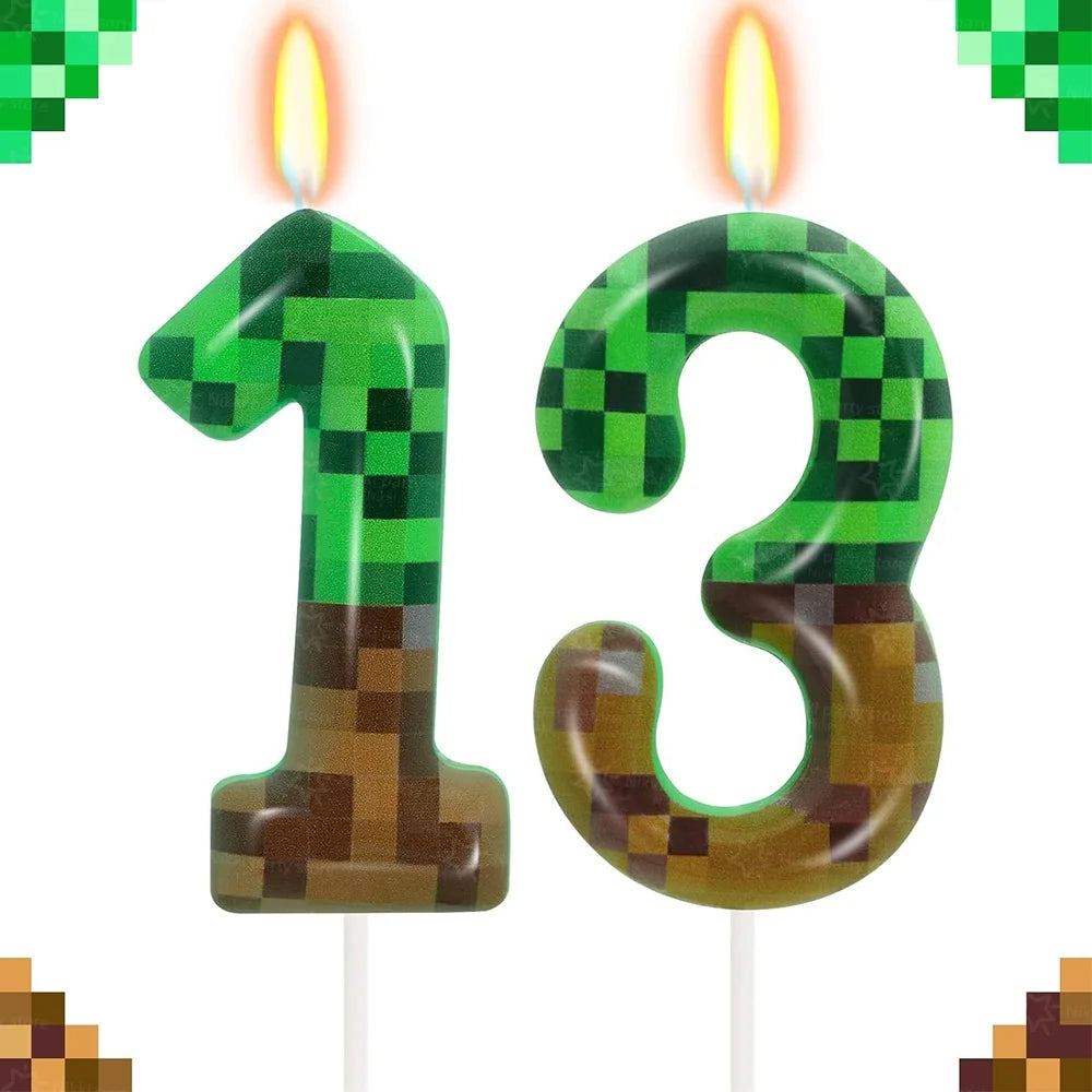Bougies d'anniversaire Minecraft – déco gâteau pixel
