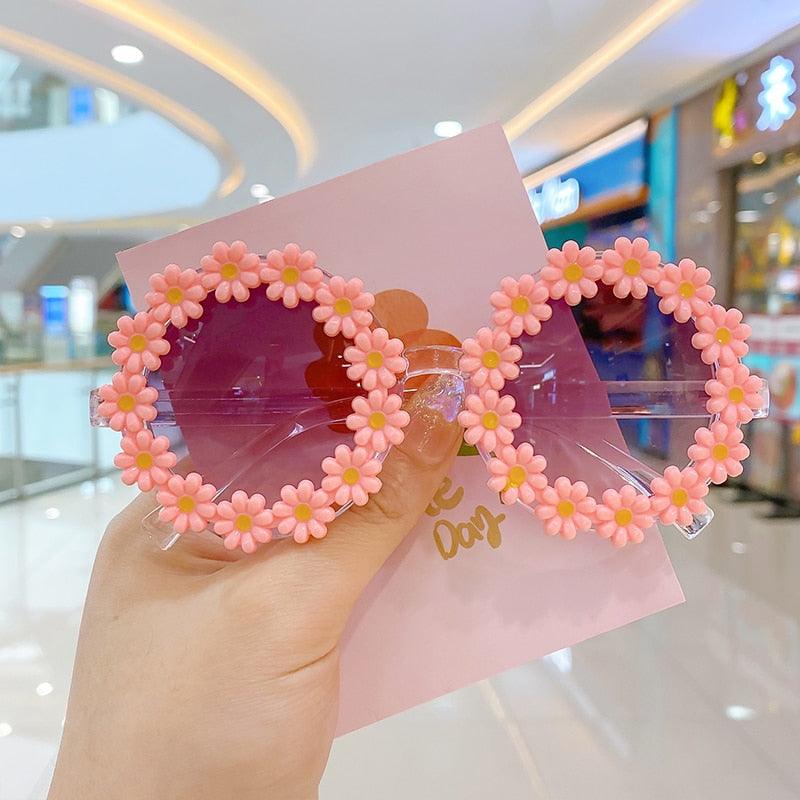 Lunettes de soleil à fleurs en acrylique pour enfants