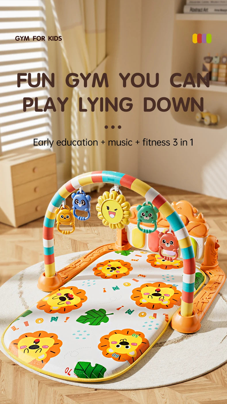 Tapis d'éveil musical et lumineux pour bébé, avec 5 jouets sensoriels détachables, tapis piano à pédales, tapis de jeu pour le temps sur le ventre, montage facile