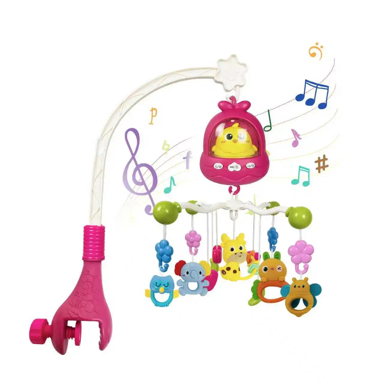 Mobile musical pour berceau de bébé avec projecteur, télécommande, veilleuse, jouet sensoriel suspendu pour nouveau-nés, poussette pour nourrissons