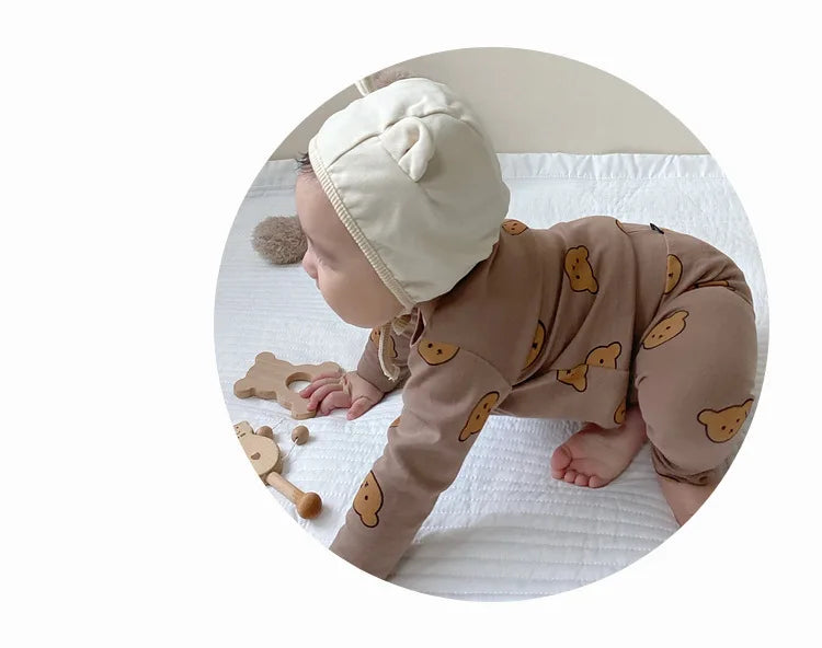 Pyjama bébé en coton – imprimé ours, protège-ventre