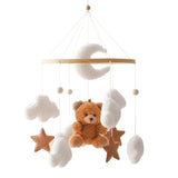 Hochet Mobile pour berceau de bébé de 0 à 12 mois, jouet en feutre de dessin animé, cloche de lit d'animal de forêt, support en bois suspendu, jouet Mobile pour nouveau-né