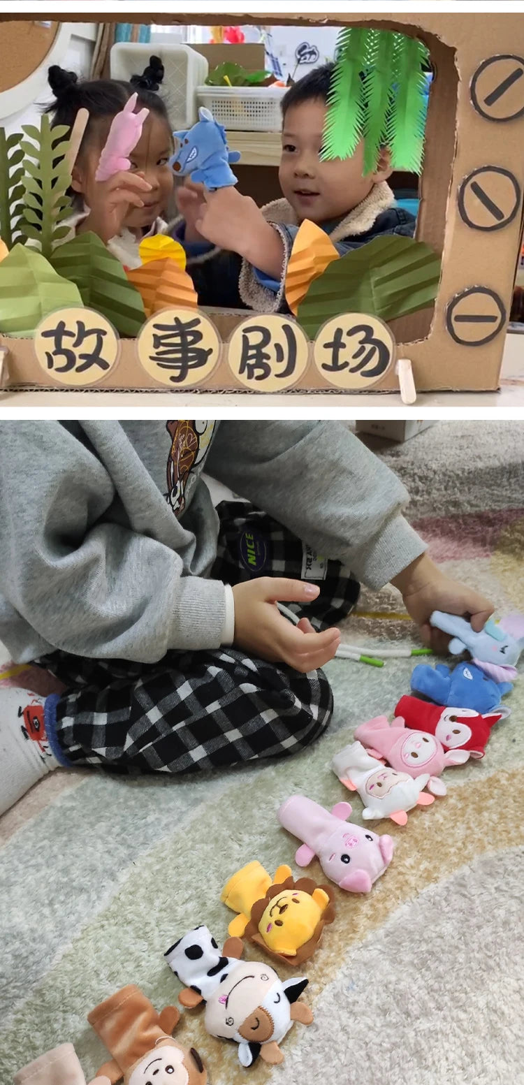 Histoire de la maternelle aides pédagogiques enfants éducation poupées animaux en peluche enfants jouets bébé marionnettes à doigt poupée bébé marionnette à main jouets