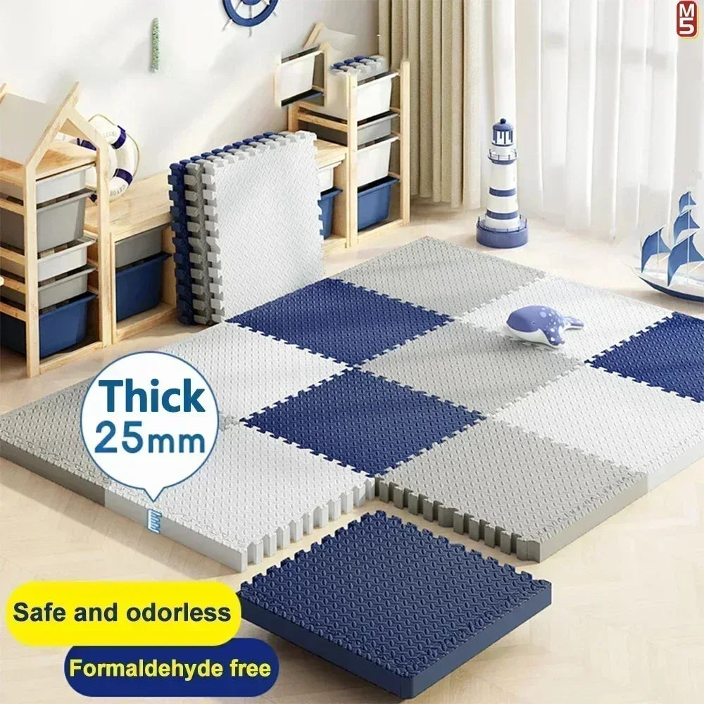 Tapis de jeu antidérapant pour bébé rampant, 8 pièces/2.5cm d'épaisseur, tapis de gymnastique insonorisé pour chambre d'enfant et tapis de Puzzle écologique