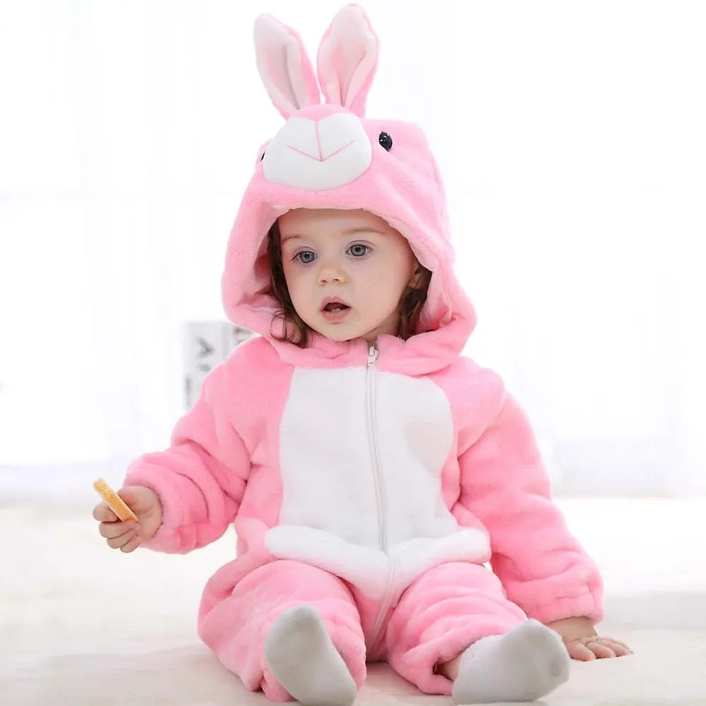 Tutina da Neonato con Cappuccio e Adorabili Motivi Animali