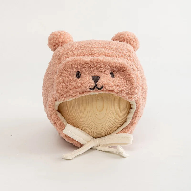 Bonnet Bébé Hiver Ourson avec Liens