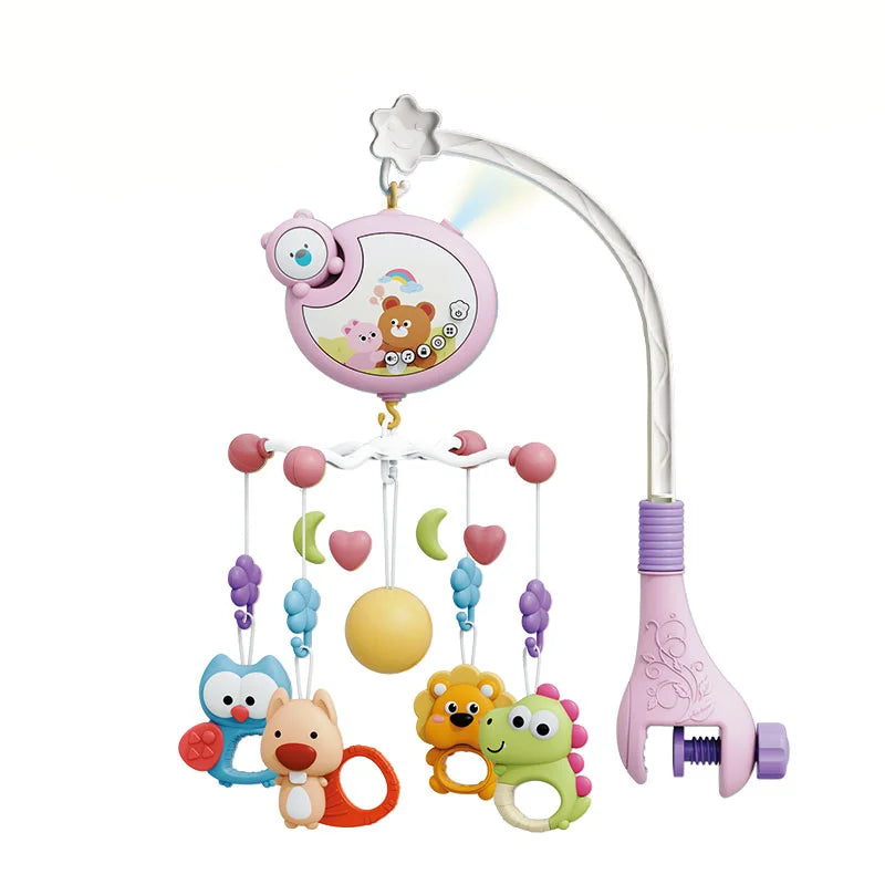 Mobile musical pour berceau de bébé avec projecteur, télécommande, veilleuse, jouet sensoriel suspendu pour nouveau-nés, poussette pour nourrissons